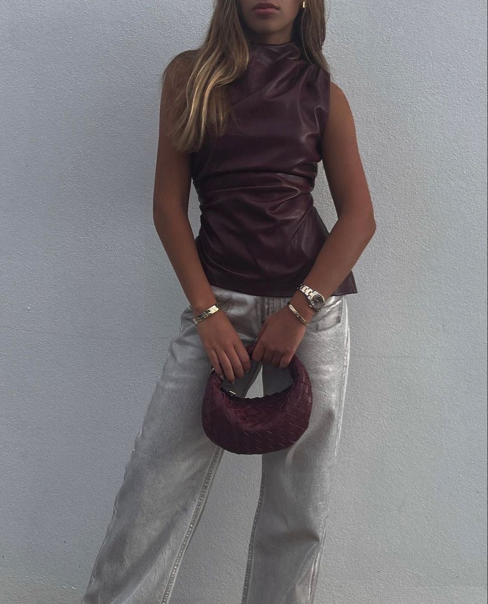 Burgundy Leather Top